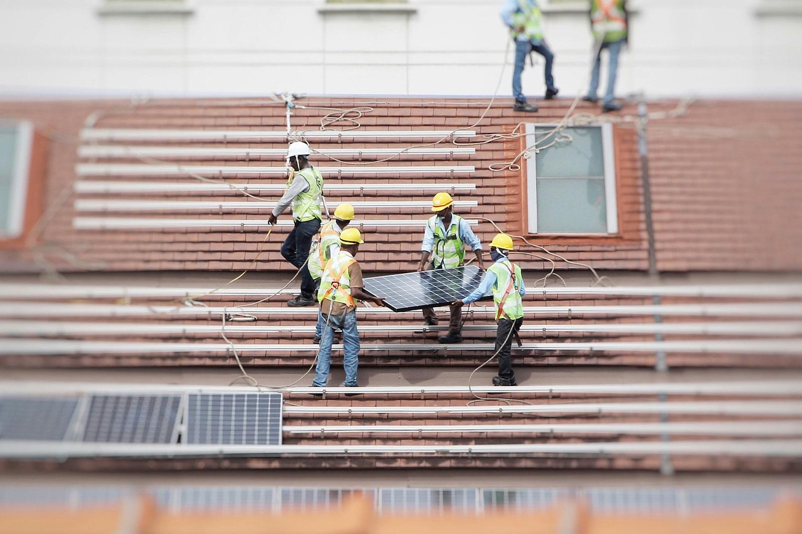 Installation of solar panels on rooftop